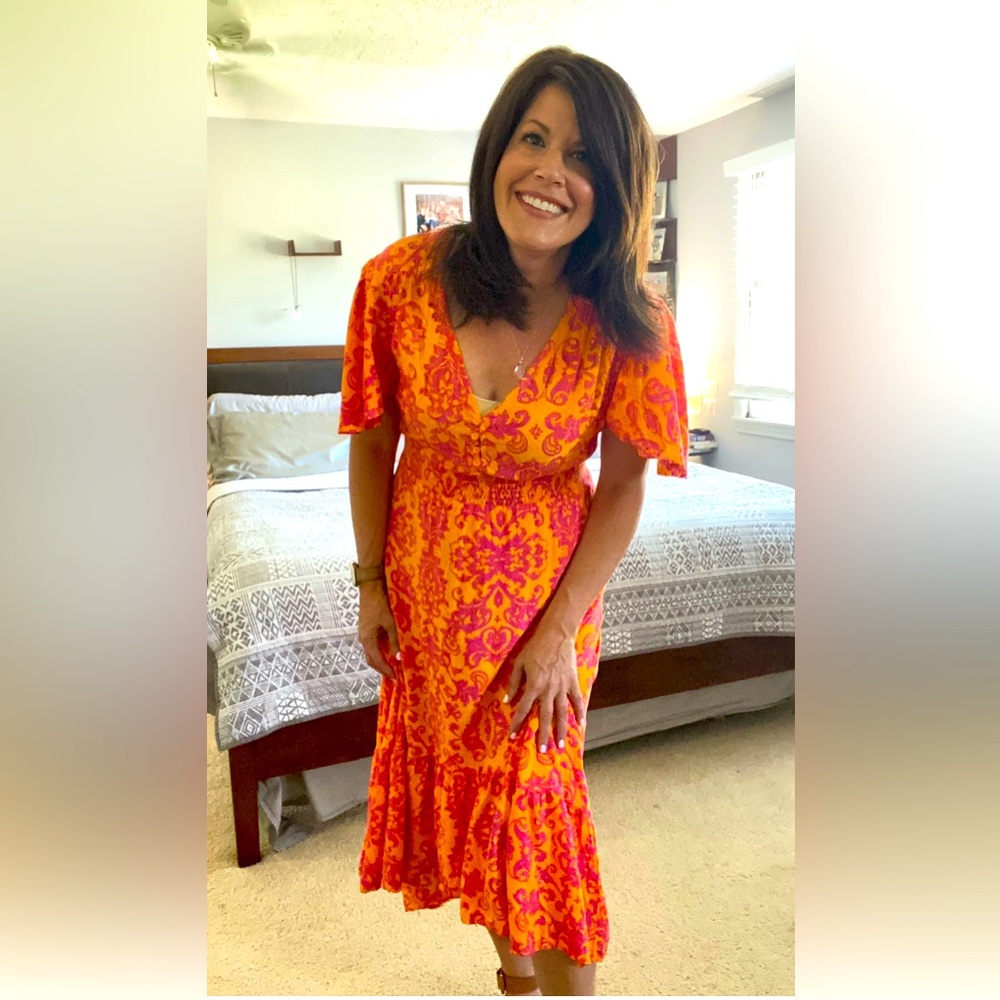 Orange and pink summer dress
